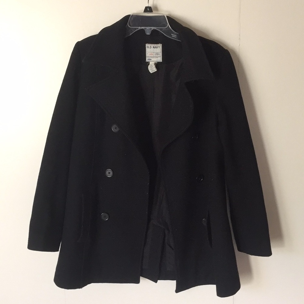 Black wool blend pea coat